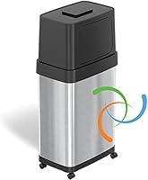 iTouchless 18 Gallon Dual Push Open Trash Can with Wheels and AbsorbX Odor Filter, 68 Liter Swing Flip Doors Rectangular...