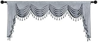 ELKCA Thick Chenille Window Curtains Valance for Living Room Silver Grey Waterfall Valance for Bedroom,Rod Pocket (W110inch, 1 Panel)