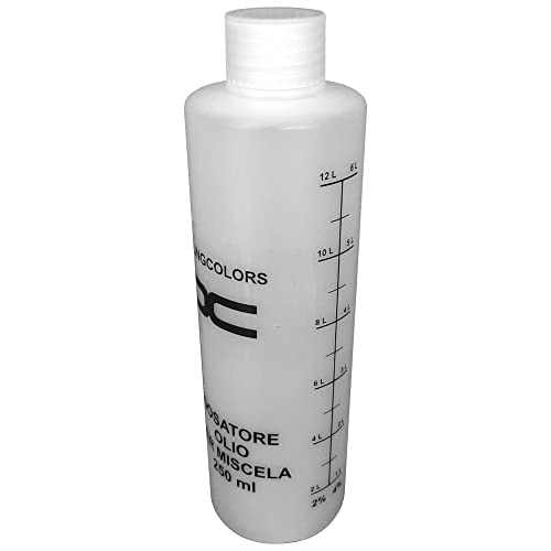 cyclingcolors Doseur Huile 250ml graduation 2% 2.5% 3% 4% 5% 6% Universel Bouchon Essence Moteur 2 Temps Bidon Mélange Essence Carburant pour Scooter Moto Mob...