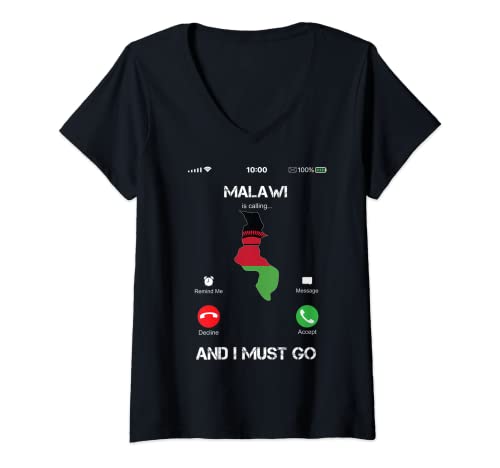 Mujer Malawi are calling and i must go tee gift funny Camiseta Cuello V