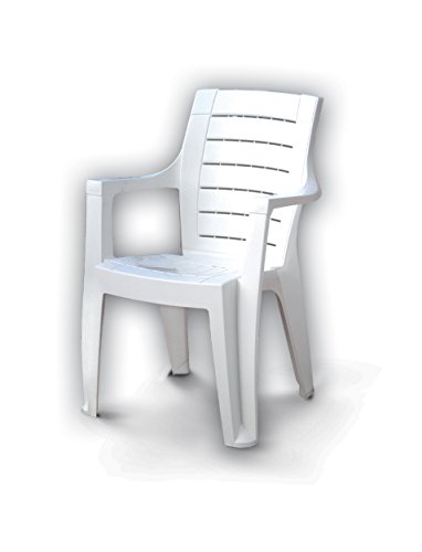 DIMAPLAST Chair, resin stackable garden terrace, white 002575