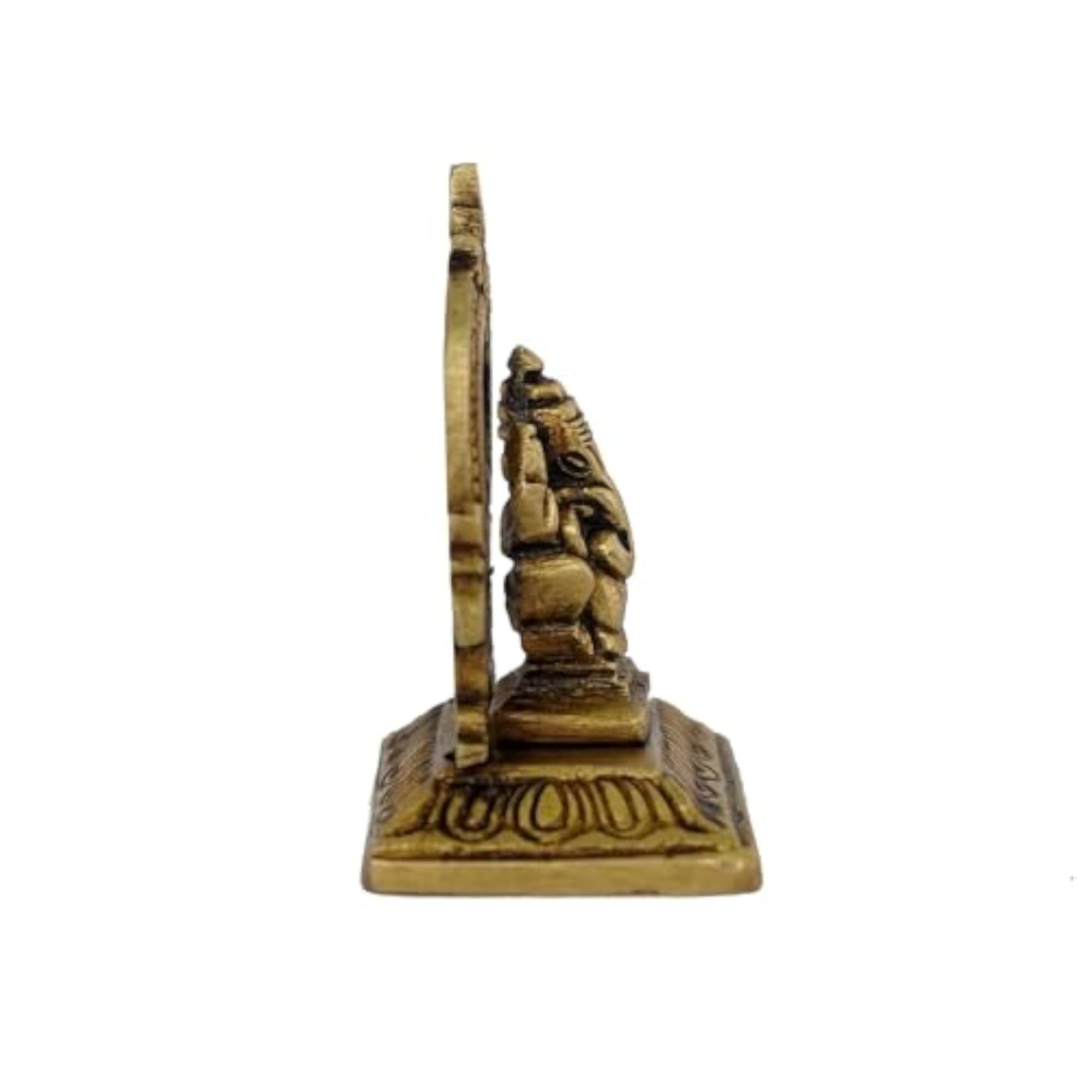 Brass Frame Right Trunked Ganesh Idol for Home Temple Decor