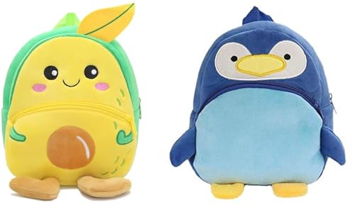 Image of blue tree Cute Boy's and Girl's Plush Bag Medium Quality Full Embroidery Designs Mini Travel Backpack Mango (Mango-Penguin blue)