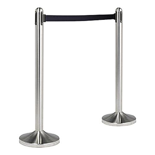 American MetalcraftRSRTBK Brushed Stainless Steel Post & Base/Black Nylon