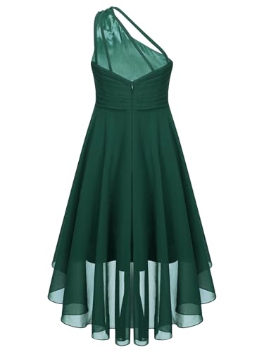 Sywiyi Kids Flower Girls Beaded Ruched Pageant Dress Junior Bridesmaid Gown One Shoulder High Low Gowns2