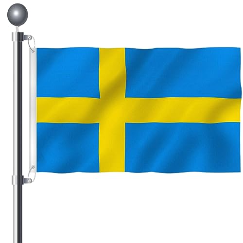 Swedan Flag 3x5 Ft - Large Swedish Banner Flags with Brass Grommets Party Festival Celebration Sport Activities Garden Home Remembrance Day Decoration - Double Stitched Polyester Vivid Color