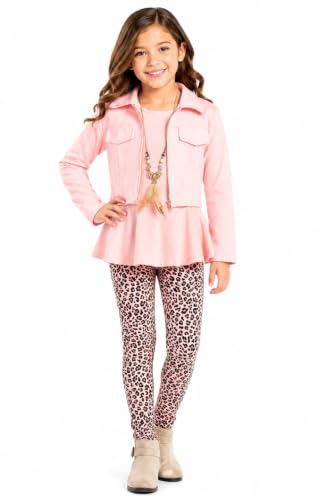 Image of iGirlDress Girls 4 Pieces Pant Set Long Sleeve Jacket Necklace Floral Plaid Pant 4-16