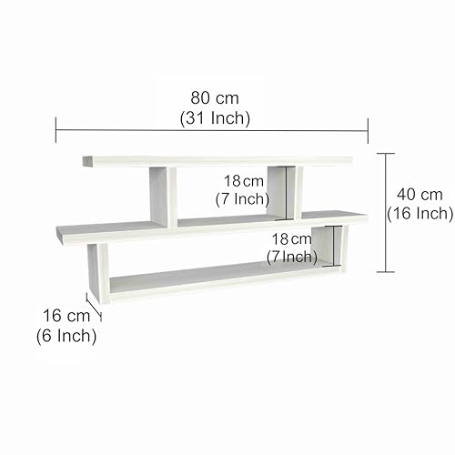 FURNEASER Midly Multipurpose Wall Display Shelf for Living Room Hanging Corner 2 Layer Rack Floating Bookshelf & Shelf Organizer Stand 16D x 80W x 40H Centimeters (White) FURNEASER Midly Multipurpose Wall Display Shelf for Living Room Hanging Corner 2 Layer Rack Floating Bookshelf & Shelf Organizer Stand 16D x 80W x 40H Centimeters (White)
