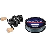 KastKing Megatron 200 Baitcasting Reel, 6.4:1 Gear Ratio, Right Handed & KastKing Superpower Braided Fishing Line, Gray, 15 LB, 150 Yds