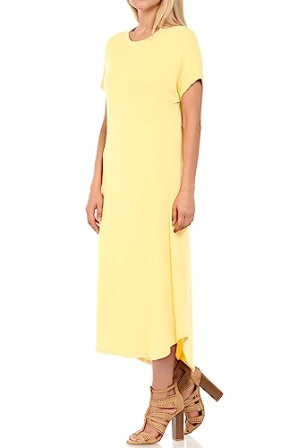Image of iconic luxe Women's A Line Short Sleeve T Shirt Midi Dress Summer Casual
