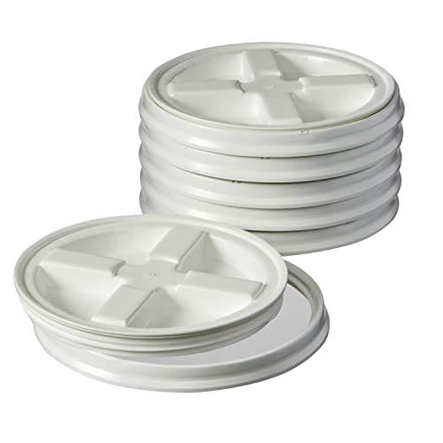 Consolidated Plastics White Food Grade Gamma Seal Lids For 2 Gallon Buckets (6 Pack) Bpa Free Reusable Pail Lids, Durable Hdpe, Made In Usa #TOP4