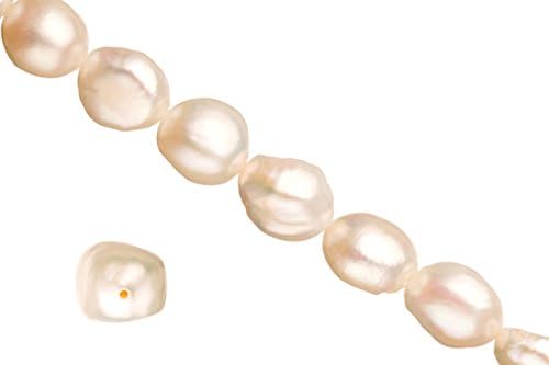 Jumbo Size A Grade Luster/Shine Irregular Round Natural White Cultured Fresh Water Pearl Beads 8-9mm Sold per 2 Strings, Save $1