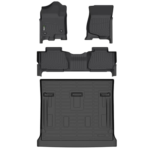 Image of HAFIDI All Weather Floor Mats & Cargo Liner Set Fit for 2007-2014 Chevy Tahoe 8 Seats (Not for Hybrid) & GMC Yukon Car Floor Liners for Tahoe TPE Full Set Custom Accessories - Black