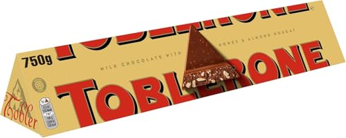 Toblerone Milk Chocolate Bar, Swiss Chocolate with Honey and Almond Nougat, Made with Swiss Milk, Christmas Treat for Gifting, or Sharing, 750 g (Pack of 1)