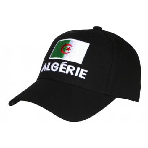 Nyls Création Casquette Algerie Noire Drapeau Algerien Croissant et Etoile - Taille Unique - Noir