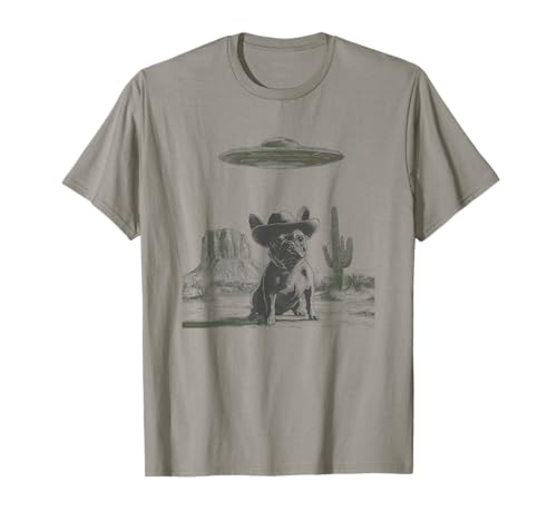 Französische Bulldogge Cowboy Hund UFO Western Vibes T-Shirt