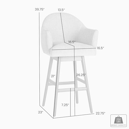 Butaco giratorio de altura de mostrador de 26 pulgadas, con asiento tapizado en tela Ancient Stone y estructura de madera sólida, marca Armen Living - Juego de 2 miniatura 2