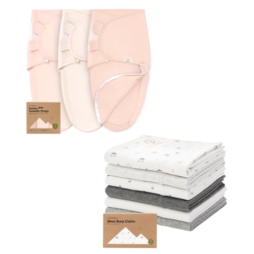Image of KeaBabies 3-Pack Baby Swaddle Sleep Sacks with Zipper and 6-Pack Baby Burp Cloths for Baby Boys and Girls - Newborn Swaddle Sack 0-3 Months, Wearable Blanket Baby - Large Baby Burp Cloths for baby