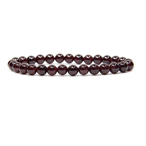 Natural A Grade Red Garnet Gemstone 6mm Round Beads Stretch Bracelet 7