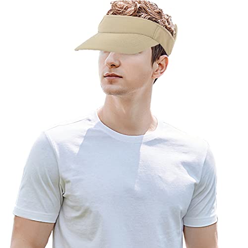 2Pcs Sun Visors Hats For Women & Men Adjustable Sports Caps For Golf Running Summer Beach(2# Beige+Orange) #TOP1