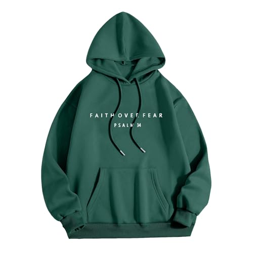 Faith Over Fear Hoodies for Men Graphic Christian Drawstring Religious Sayings Hooded Sweatshirt Pullover with Pocket4