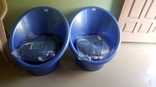 Image of Plastic Indoor /Outdoor Tub Chairs for Home, Living Room, Bearing Capacity Up to 200Kg, Strong and Sturdy Structure Set of 2 (Blue)