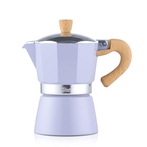 Image of Bincoo Cute Espresso Maker Stovetop - Small Moka Pot 2 Espresso Cups /120ML,Espresso Pot Italian Coffee Maker for Home Camping Cafe Office (Purple)