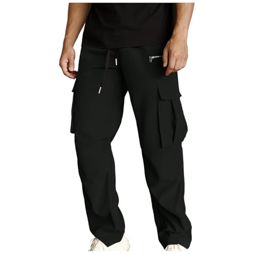 Men's Parachute Cargo Pants Loose Fit Y2K Casual Pant Pocket Design Beam Feet Trousers Straight Fashion Sweatpants
