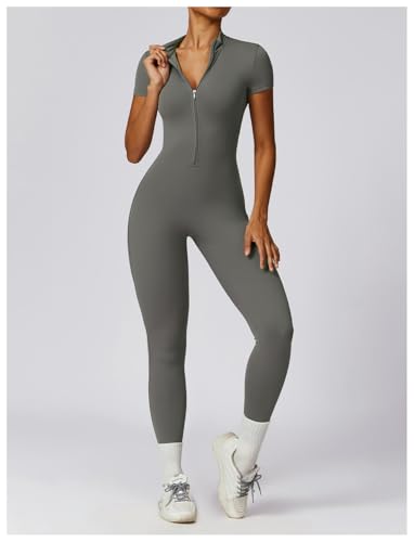 Mono de yoga azul oscuro con manga corta para tus entrenamientos de fitness 5