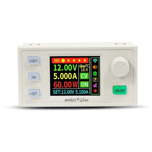 Image of amiciSolar 150W 8A Programmable DC Power Supply Module with LCD Display| 6-36V Input, 0-40V Adjustable Output | 0.001A Highly Precise Coarse & Fine Control | Solar & Lab Compatible