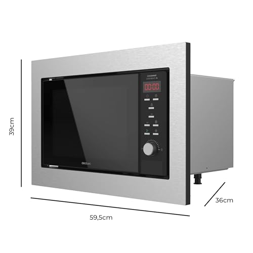Cecotec Micro-ondes intégré Digital GrandHeat 2350, Noir. 900 W, 23 litres, grill, 9 fonctions préconfigurées, Quick Start, minuteur, Plateau de 27 cm de diamètre. (Acier Noir)