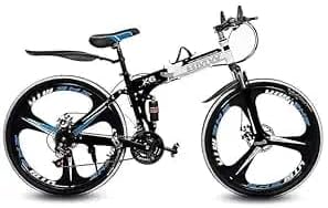 Sunspeed Men Skyride BMV X6 Foldable Cruiser Bicycle| Black Bike with 21-Speed Gears, Dual Disc Brakes, Hydraulic Suspension and Strong Carbon Steel Frame|Great for City Rides, 26 inch