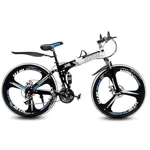 Men Skyride BMV X6 Foldable Cruiser Bicycle| Black Bike with 21-Speed Gears, Dual Disc Brakes, Hydraulic Suspension and Strong Carbon Steel Frame|Great for City Rides, 26 inch-picture-29