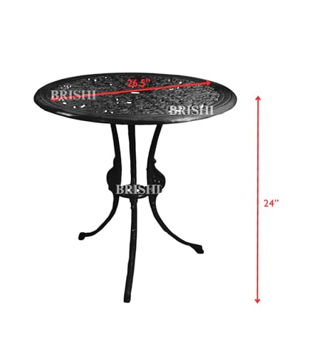 Image of BRISHI Cast Aluminium Garden Patio Seating Chair and Table Set for Balcony Outdoor Furniture with 1 Table and 2 Chair Set (Black)