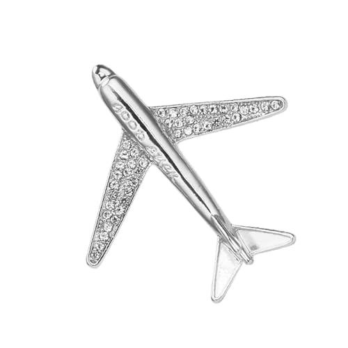 Image of Airplane Brooch Pin for Women Men Crystal Aircraft Lapel Pin Plane Safty Pin for Clothing Hat Bag Badges