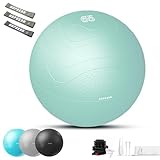 HAPBEAR Pelota de Pilates 55cm-Pelota de Yoga y Resistente a los Pinchazos para Ejercicios de Estabilidad y Fortalecimiento del Tronco, con Hinchador y 3 Bandas de Resistencia