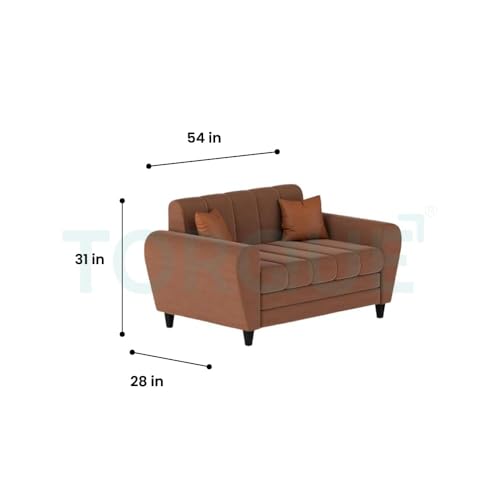 Image of Torque - Bali Premium Fabric 3+2 Seater Sofa Set for Living Room (Brown) | Comfortable 5 Seater Sofa with 2 Cushions for Bedroom Hall Festival Gift | 1 Year Warranty