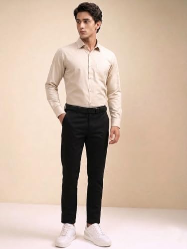 Image of Cozytton Men's Pure Cotton Solid Stylish Casual & Formal Wear Shirt | Stylish Regular Fit Full Sleeve Comfortable Office Party Trendy Shirt - Multi Color