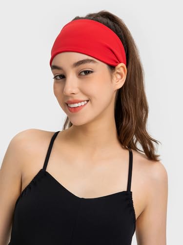 ヘアバンド メンズ レディーズ ヘアーバンド ターバン風 幅広 幅10cm 汗止め 抗菌・防臭 伸縮性 ヘッドバンド スポーツ ヘアアレンジ ヘアアクセサリー お風呂・ヨガ・洗顔用 ユニセックス 男女兼用 (6.Red)