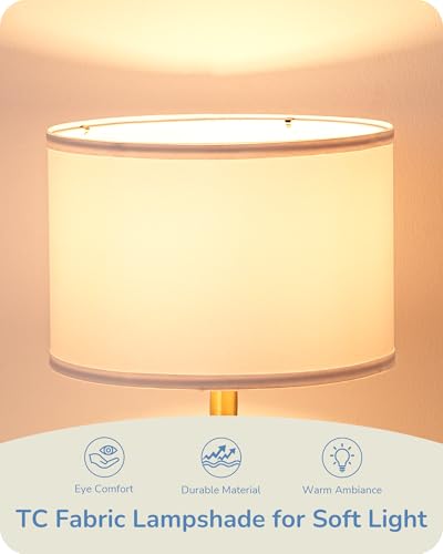 EDISHINE 11.8" Ceramic Table Lamp, Light Blue & Cream Base, Modern Bedside Table Lamp with TC Fabric Shade, Bedside Lamp for Bedroom, Living Room, E14 2700K LED Bulb Included, On-Off Line Switch - Image 4
