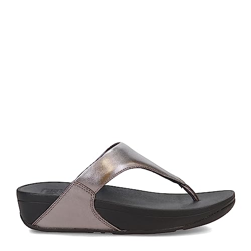 Image of FitFlop I88A68-065 LULU Leather Toepost Classic Pewter Mix US08.5