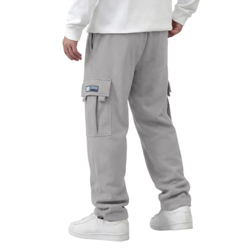 Men Wide Leg Sweatpants Loose Fit Fleece Drawstring Outdoor Jogger Pants - image 4