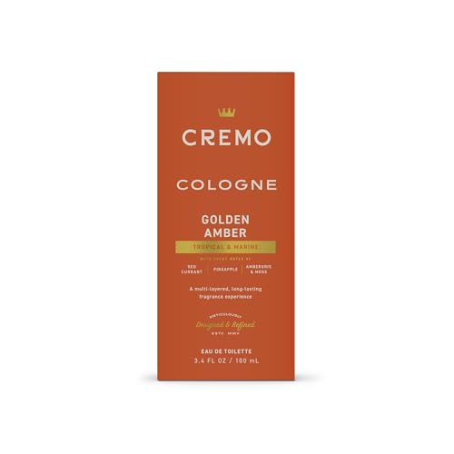 Image of Cremo Cologne For Men - Golden Amber Mens Cologne Spray, A Combination of Red Currant, Pineapple, Ambergris and Moss, Multi-Layered Signature Men's Fragrances, 3.4 Fl Oz