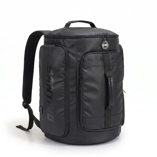 Santino Mochila Camping Notebook Urban Strong – Poliéster RPET Resistente, Compartimento para Notebook até 12,9″, Porta USB, Impermeável – Preta, 47 L
