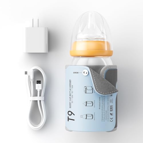 Image of Portable Bottle Warmer, Baby Milk Heat Keeper with LED Display, USB Warmer Bottle for Car Travel, Blue Bottles Warmers on The go