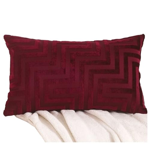 Housse de coussin 60x80 cm bordeaux velours côtelé de coton polyester