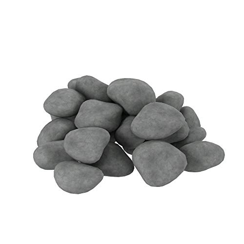 24 Pcs Fireplace Ceramic Pebbles For Firepits ，For All Types Of Indoor, Gas Inserts, Ventless & Vent Free, Electric, Or Outdoor Fireplaces & Fire Pits. Realistic Clean Burning Accessories … (Grey) #TOP2