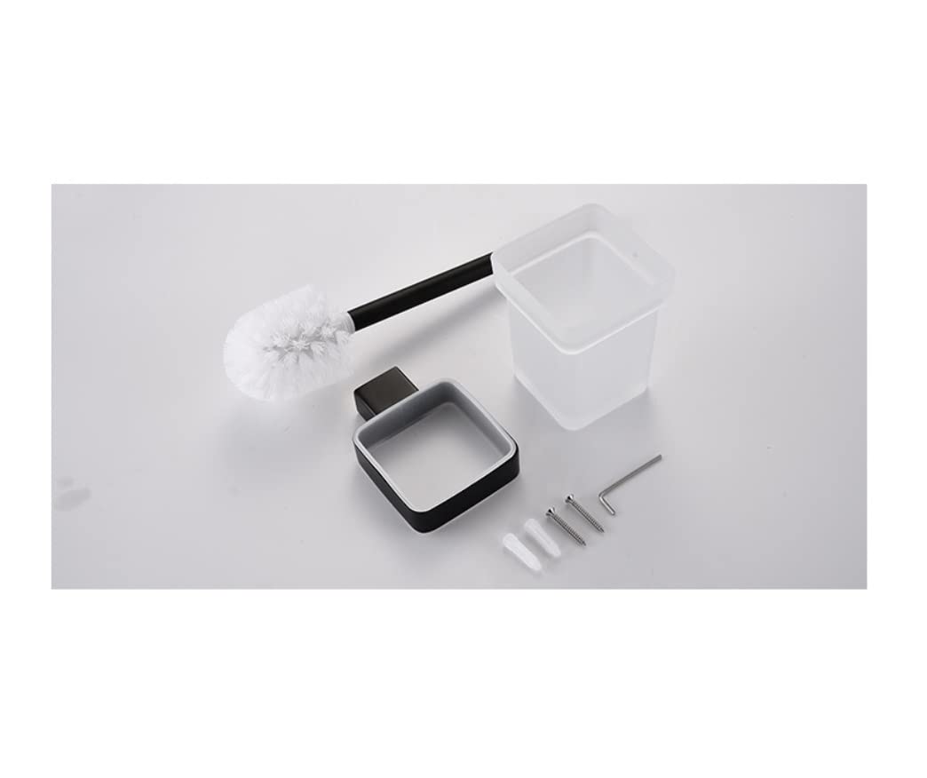 Juego de escobillero y Soporte para escobillero, Soporte de Pared, Juego Creativo de escobillero de Cristal para baño (A)