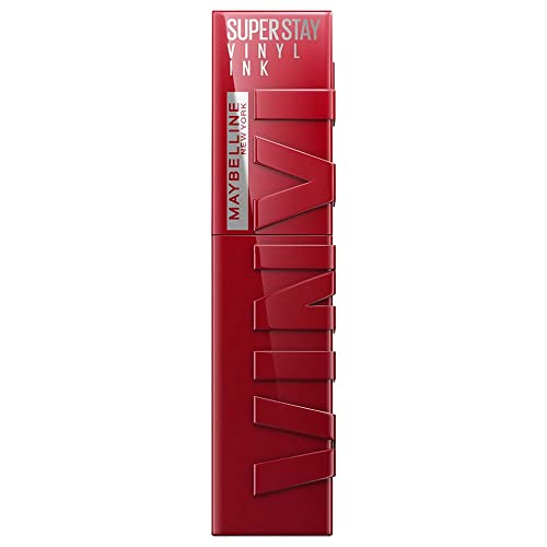 Image of Maybelline Super Stay Vinyl Ink Longwear No-Budge Liquid Lipcolor Makeup, Highly Pigmented Color and Instant Shine, Lippy, Cranberry Red Lipstick, 0.14 fl oz, 1 Count