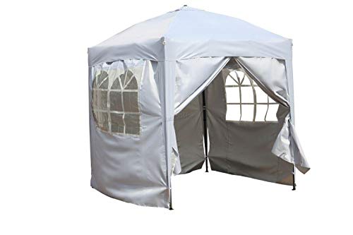 Bc-Elec - 578-013 Gazebo Pieghevole Da Giardino, Gazebo Bianco 2 X 2 M Con 4 Pareti Laterali